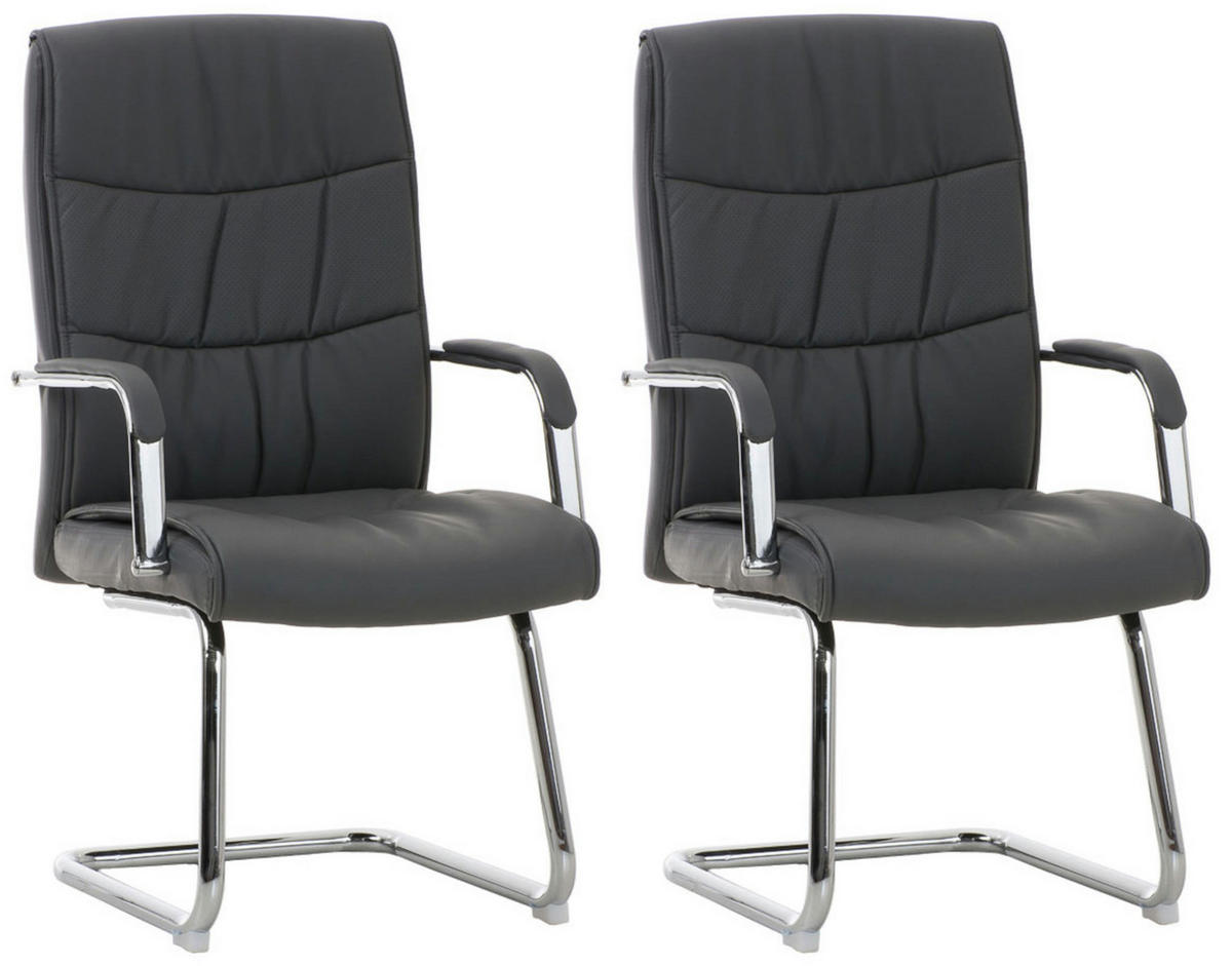 SCHWINGSTUHL 2er Set Lederlook grau - Grau, Textil/Metall (49/105/60cm) - CLP