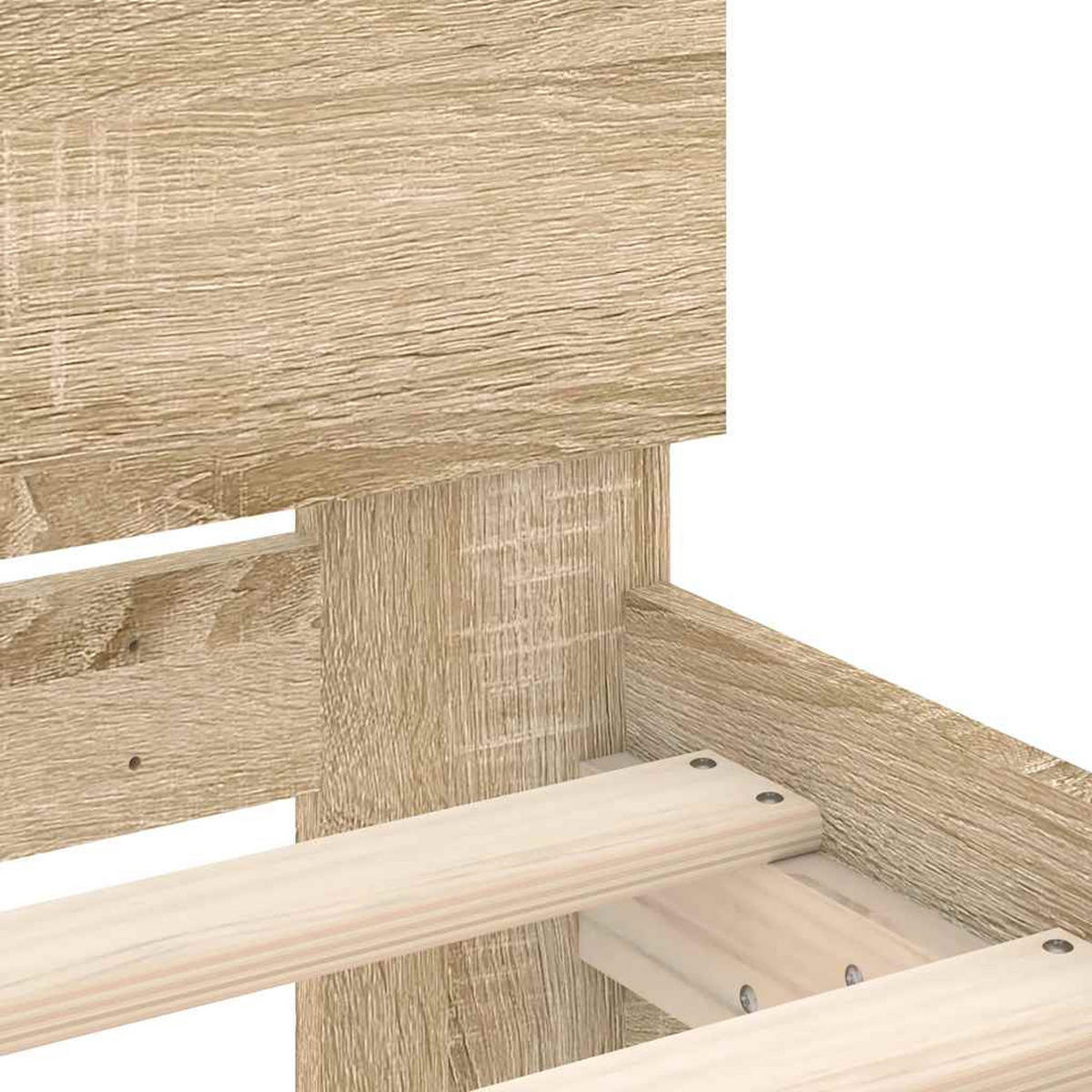 BETTGESTELL OHNE MATRATZE MIT KOPFTEIL SONOMA-EICHE 100X200 CM - Sonoma Eiche, Holz - vidaXL