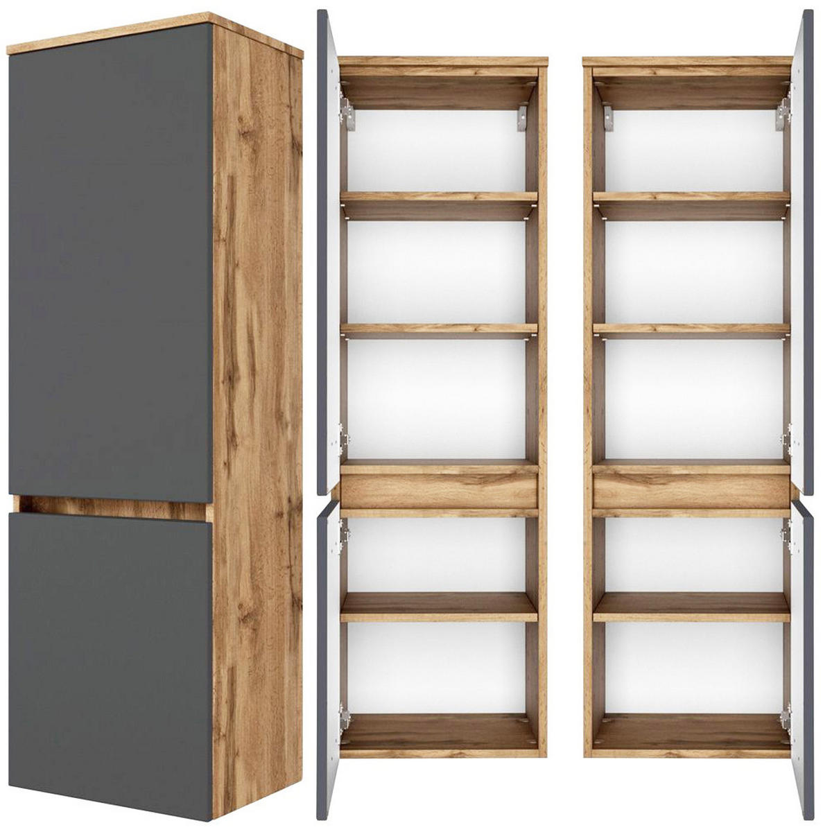 BADMÖBEL-SET 4-TLG. Lourosa-03 - Braun/Grau, Holzwerkstoff (180/200/47cm) - Lomado