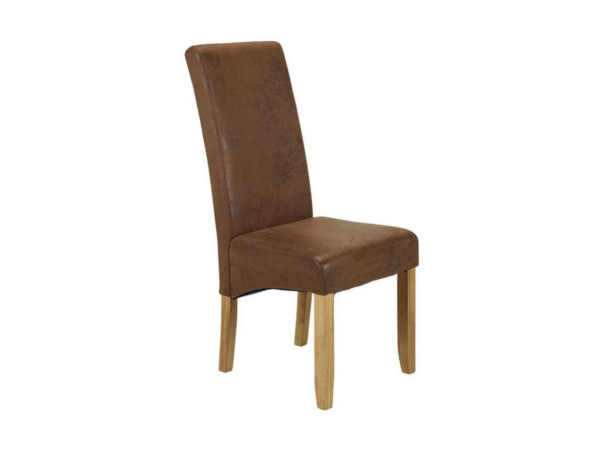 STUHL 2er-Set - Microfaser - Helles Holz - SANTOS - Braun, Textil (63/107/47cm) - Vente-Unique