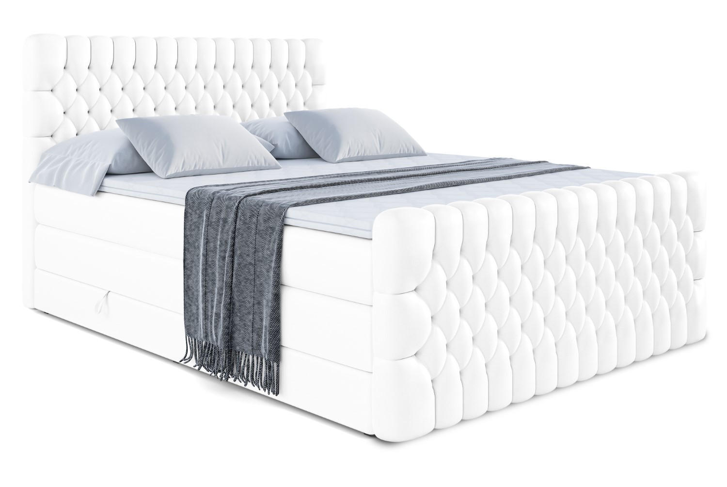 BOXSPRINGBETT SERENE-Z KING - 180 x 200 - H3/H4 - Weiß Hochglanz - Weiß Hochglanz, Holzwerkstoff (180/200cm) - ALTDECOR