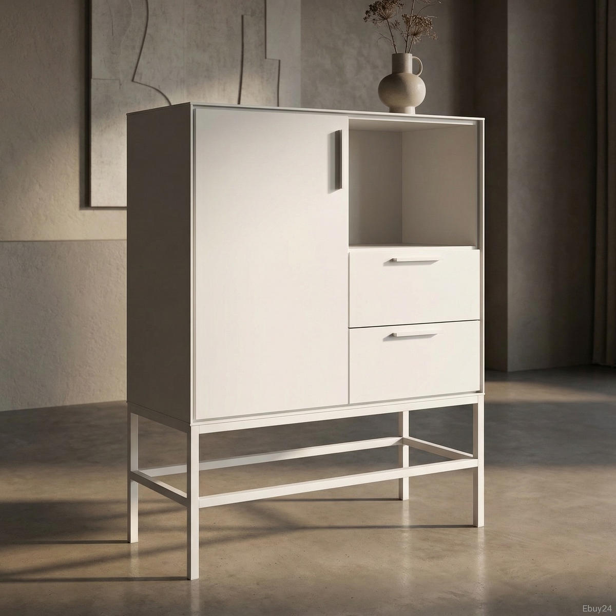 SIDEBOARD Ravn Weiß lackiert 80/42/111 cm - Weiß, Holzwerkstoff (80/111/42cm) - ebuy24