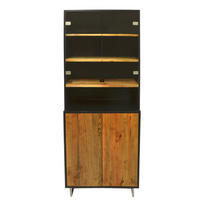 VITRINE oder Anrichte aus massivem Holz mit Glas für das Wohnzimmer NESCA II - Eichefarben, Holz (80/190/40cm) - Rawood Furniture