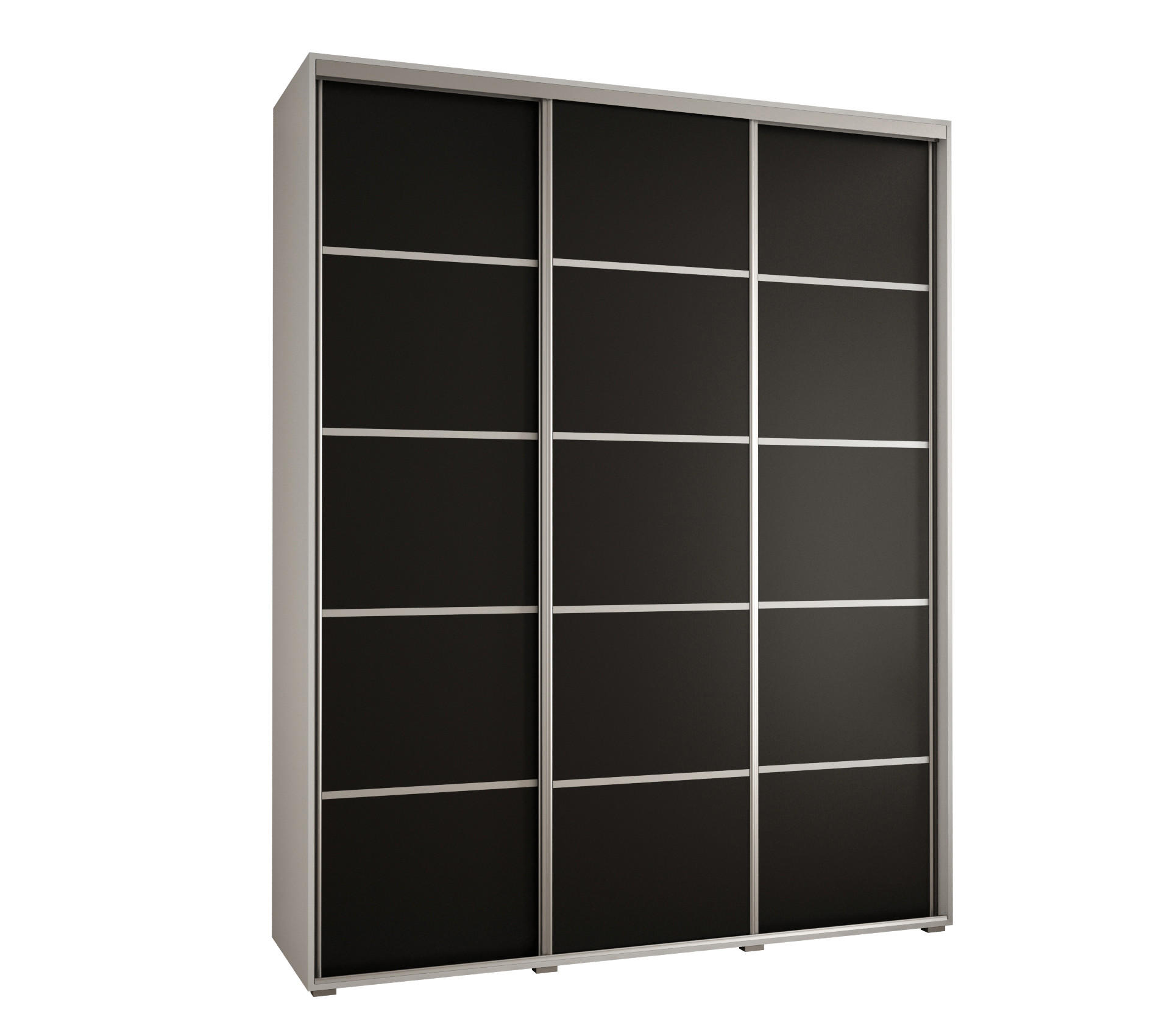 Abiks Möbel Schwebetürenschrank Weiß, Schwarz, Silber 200x235x45 cm