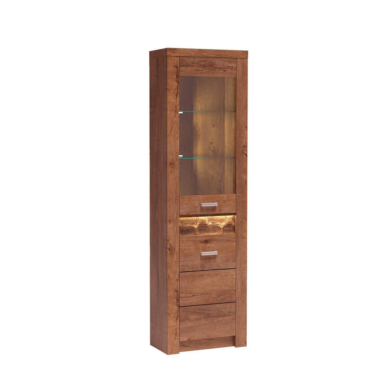ECKVITRINE Indianapolis I-23 56 x 192 x 47 cm Esche hell - Braun, Holzwerkstoff/Metall (56/192/47cm) - Koseto