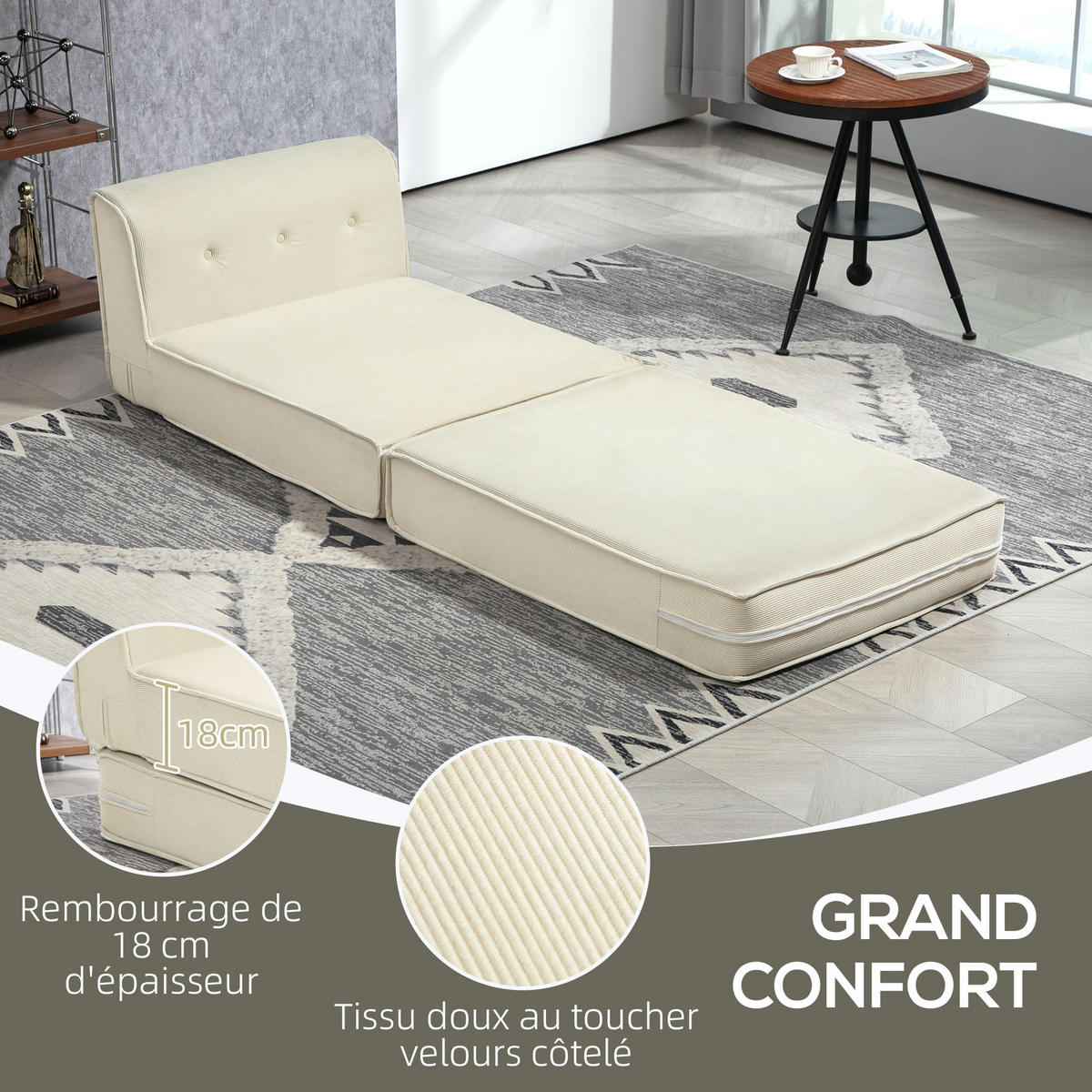SCHLAFSOFA DE-13410 Cremeweiß - Weiß, Textil (100/65/73cm) - ComfortXL