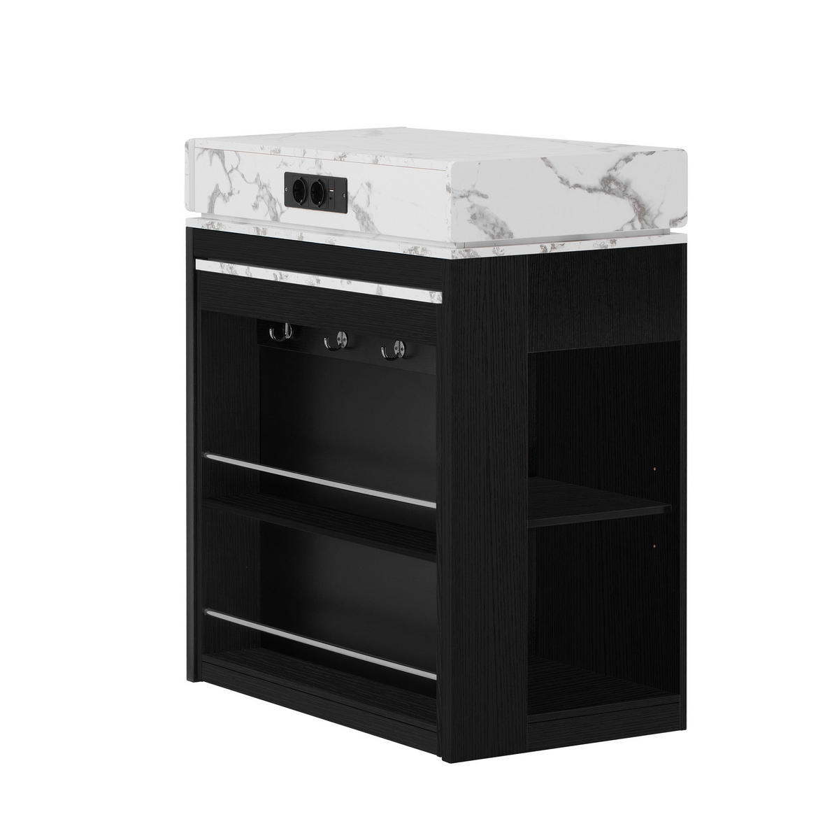 KÜCHENINSEL 83/46-146,5/96 cm schwarz aus MDF mit ausziehbarer Klappplatte - Schwarz, Holzwerkstoff (83/96/46cm) - OKWISH