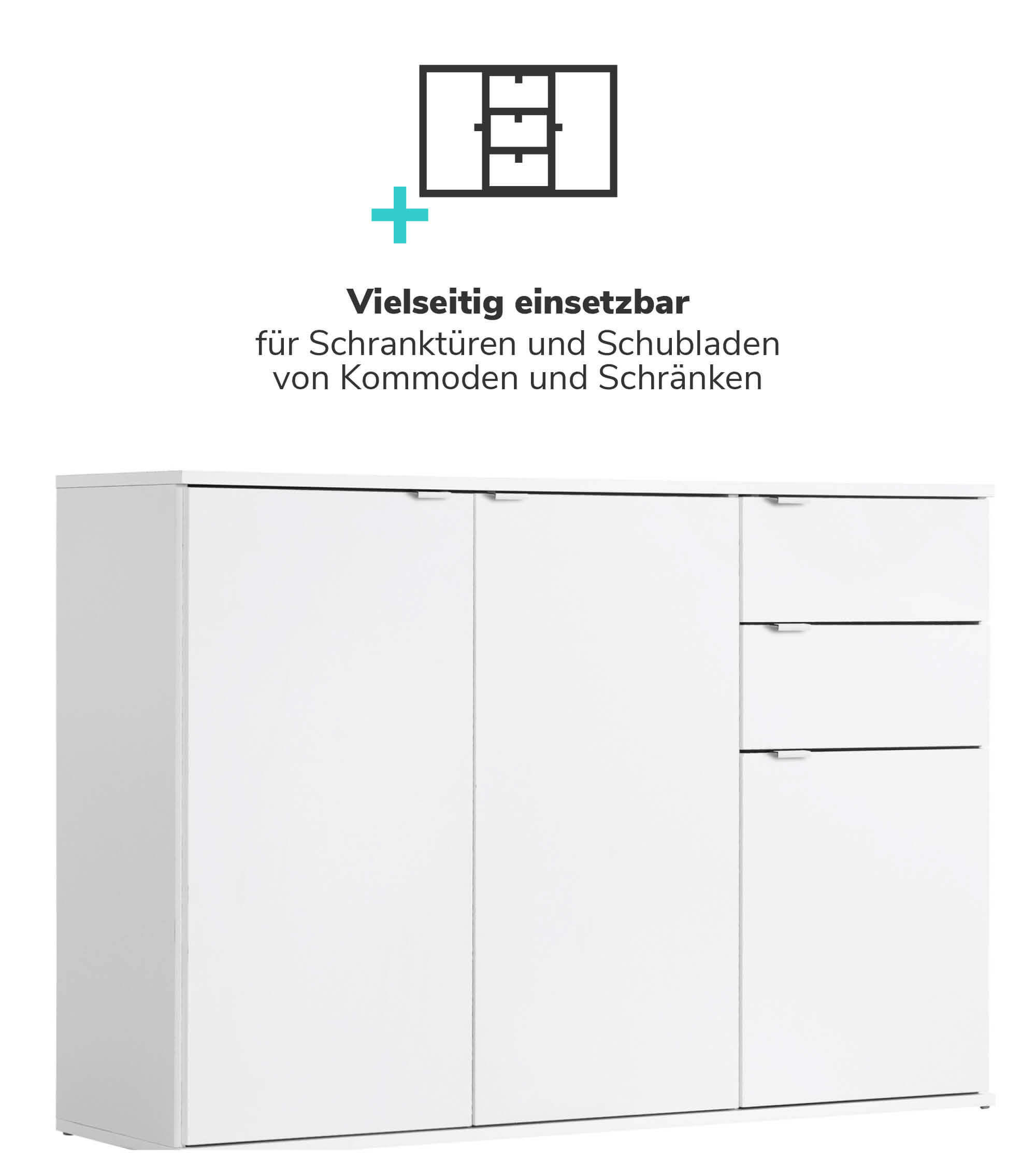 MÖBELGRIFF Der Handliche - Weiß, Metall (1.5/3.5/5cm) - Mokebo