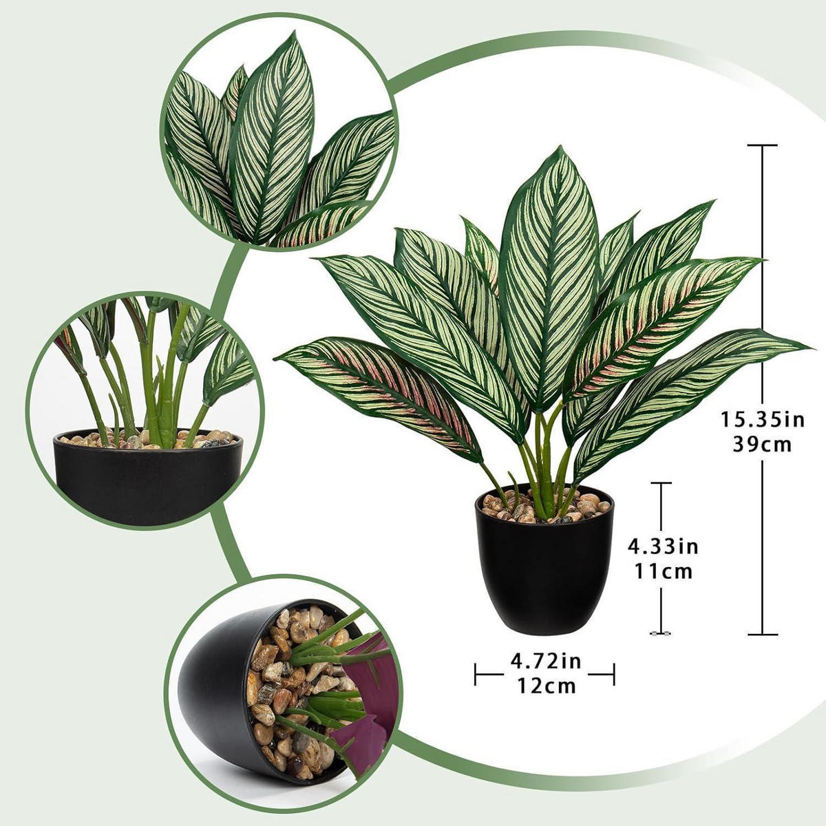 KUNSTPFLANZE Calathea Grün-Rot 33cm - Multicolor, Kunststoff (36cm)