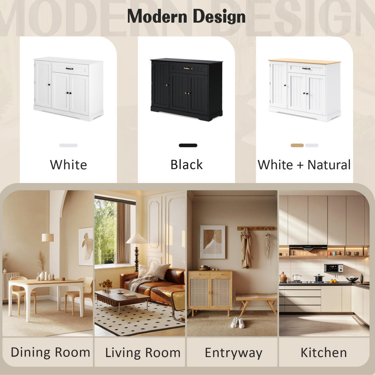SIDEBOARD 107/40/83.4 cm Schwarz aus MDF mit 3 Türen und Schublade - Schwarz, Holzwerkstoff (40/83.4/107cm) - OKMYHOME