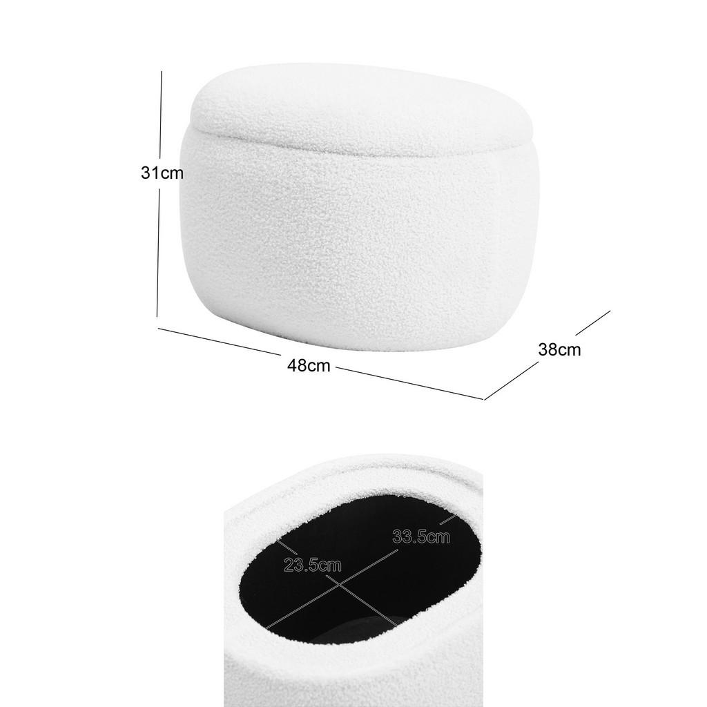 Thumbnail - Nordlys Pouf, Weiß, Textil, 48x31x35 cm, Wohnzimmer, Hocker, Poufs