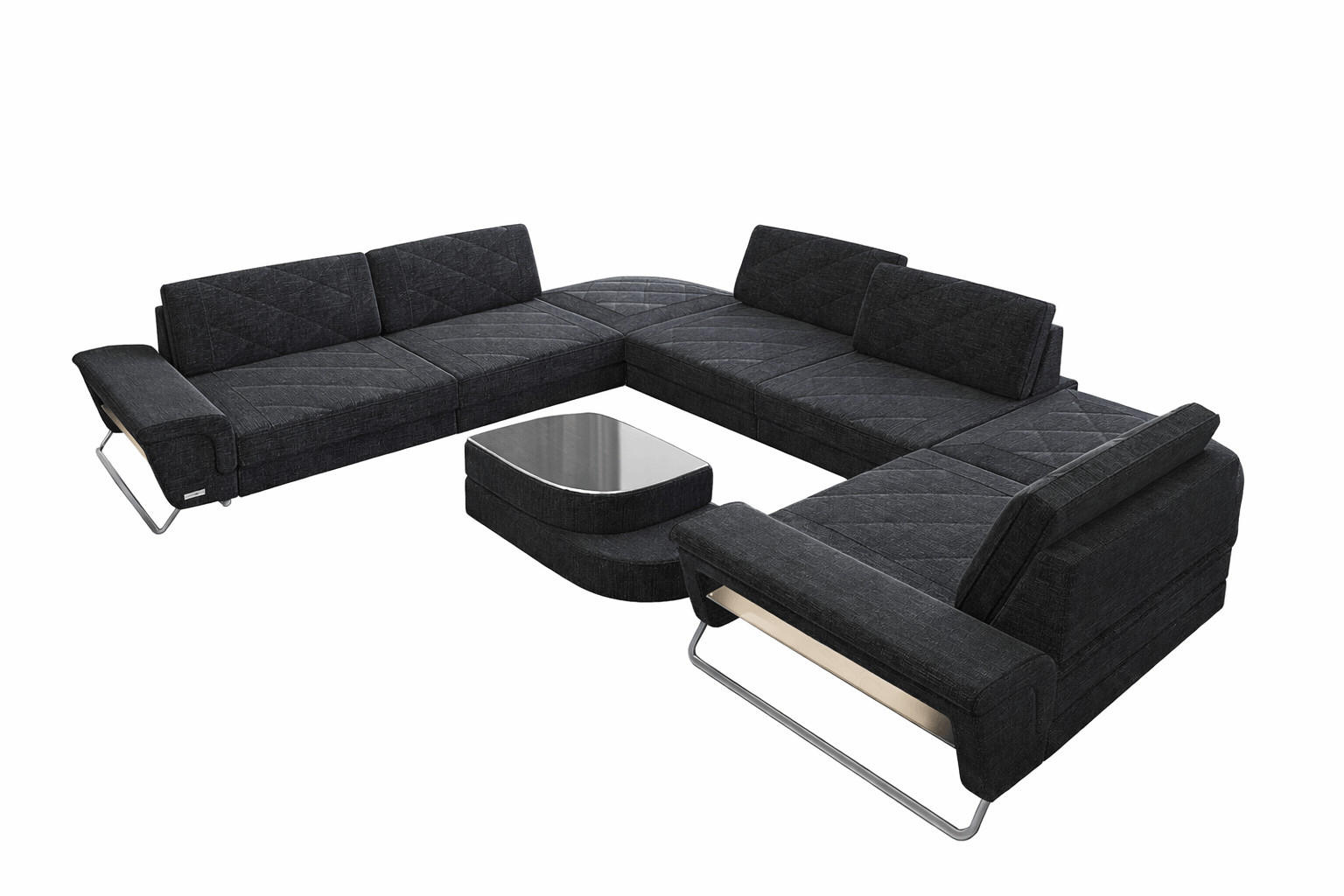 XXXLutz Wohnlandschaft Schwarz 457x89x329 cm