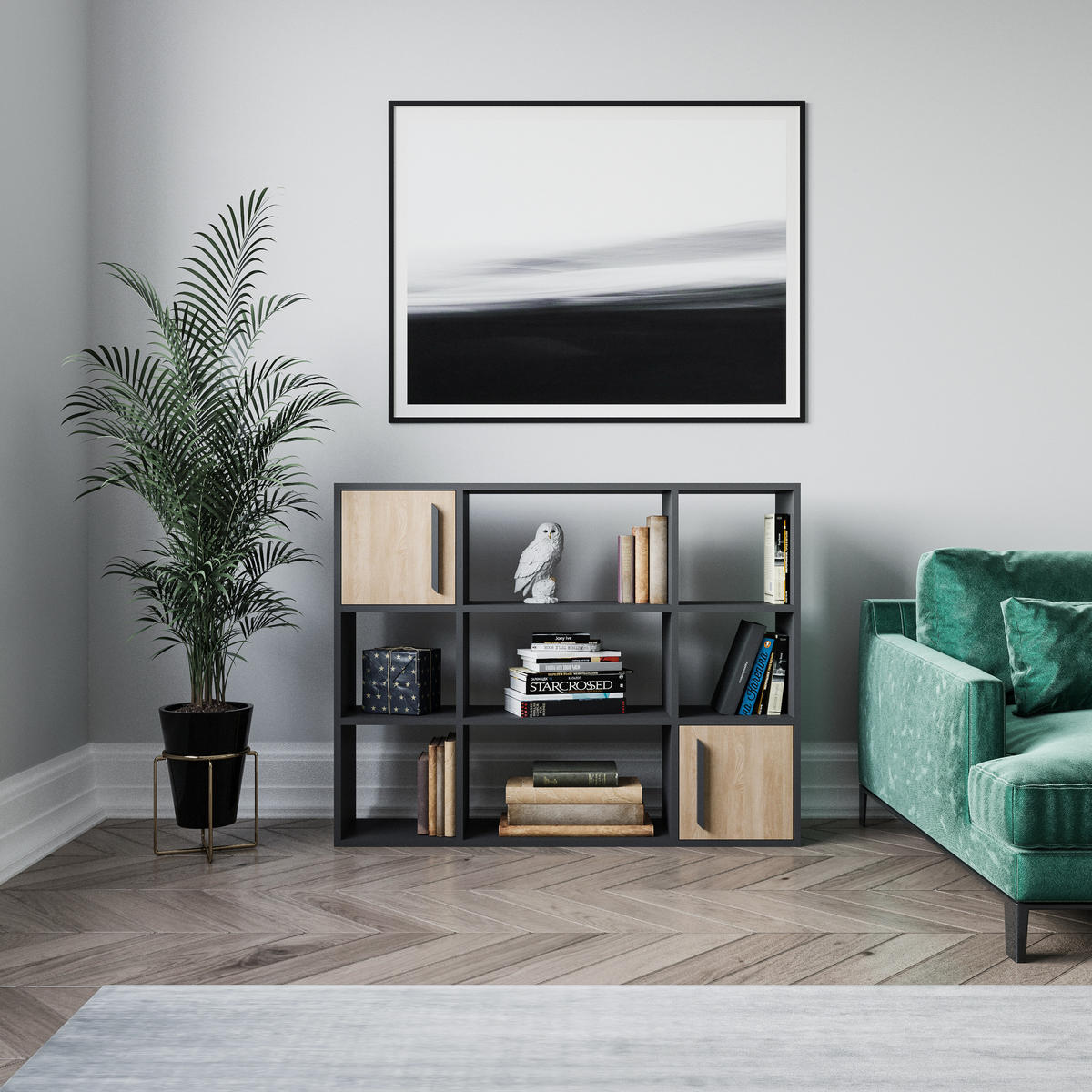 BÜCHERREGAL Randall Anthrazit Eiche - Eichefarben/Dunkelgrau, Holzwerkstoff (25.4/94/120cm) - Decorotika