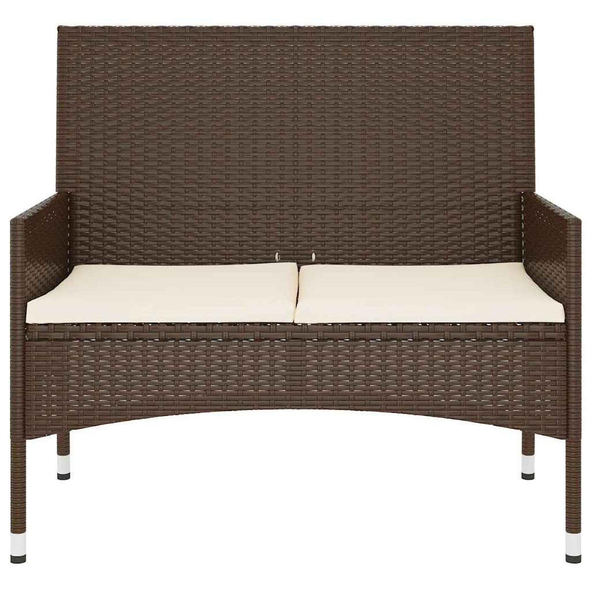 GARTENBANK 2-Sitzer mit Kissen Braun Poly Rattan - Braun, Holz (90/85/51cm) - furnicato