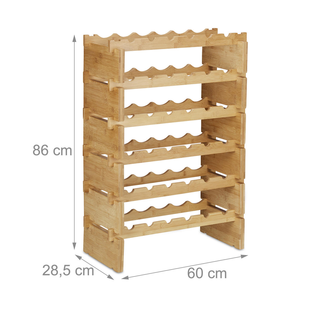 WEINREGAL - Hellbraun, Holz (60/86/28.5cm) - Relaxdays