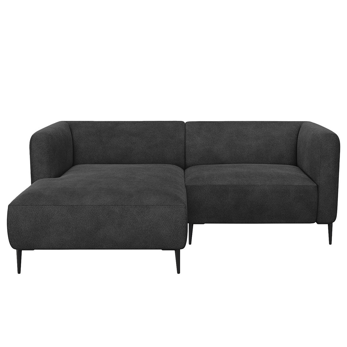 1,5-SITZER ECKSOFA mit Longchair - Anthrazit/Schwarz, Textil/Metall (211/148cm) - home24