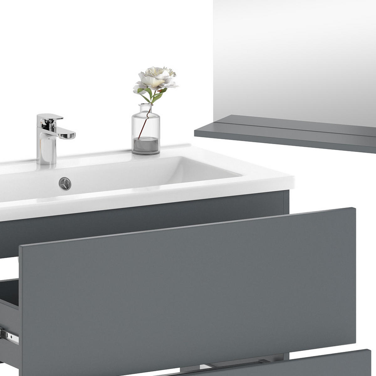 BADMÖBEL-SET Izan Grau 3 Teile - Grau, Holzwerkstoff (80/59.3/46cm) - Vicco