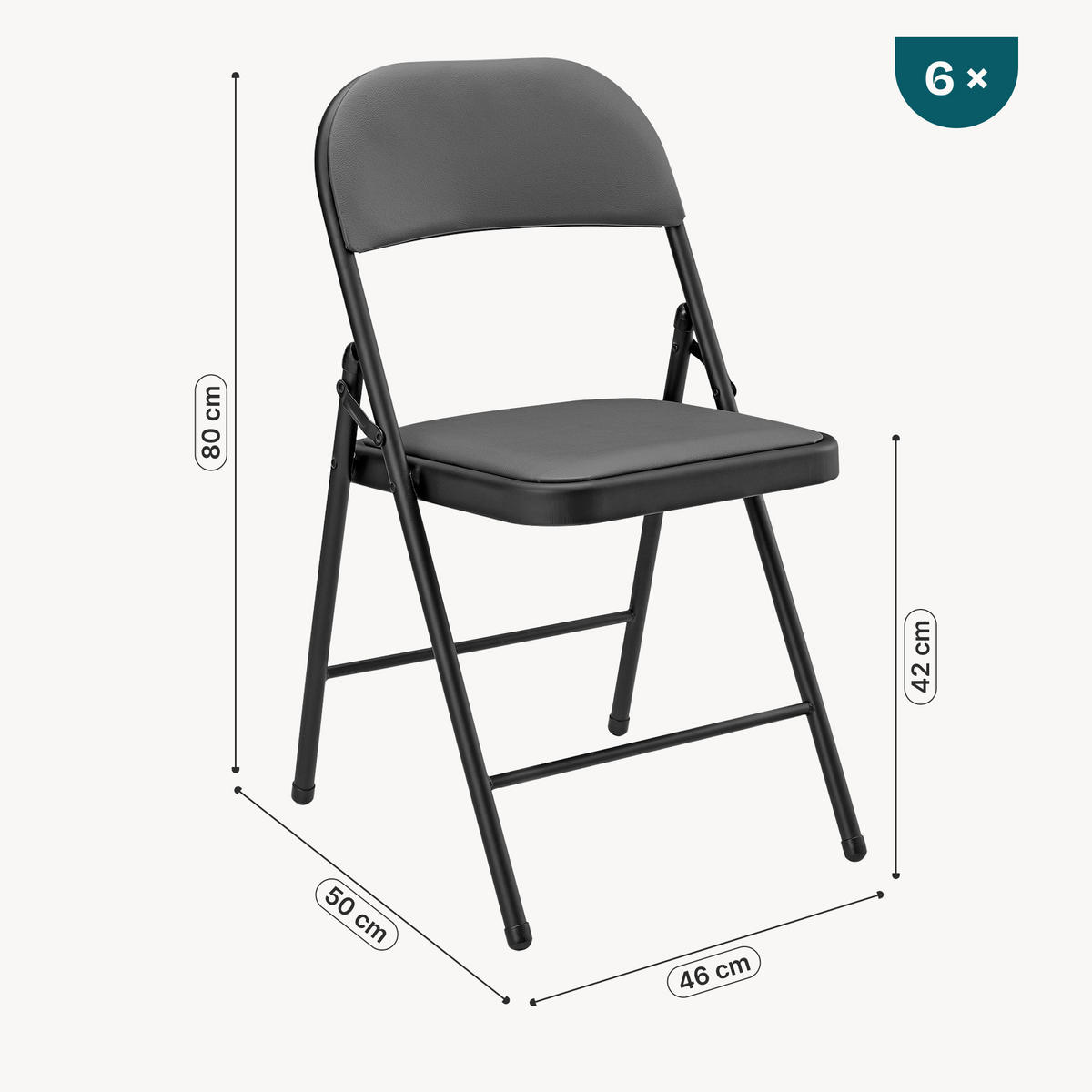 SADA ŽIDLIČEK 6 KS - šedá/černá, kov/plast (46/80/50cm) - pro.tec