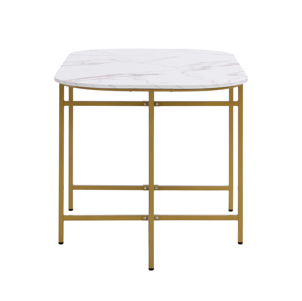 JÍDELNÍ sestava pro 6 osob bílá z MDF se zlatým kovovým rámem a židlemi s opěrkami - bílá, kompozitní dřevo (140/76/80cm) - OKWISH