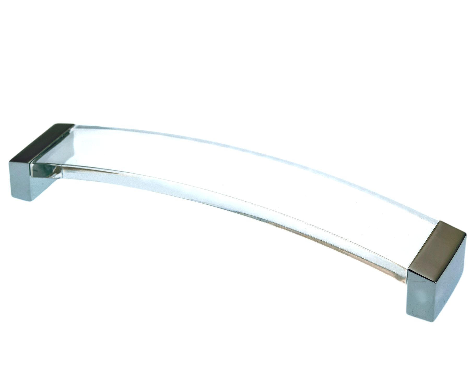 MÖBELGRIFF BA 160mm Küchengriff Acrylglas & Chrom glänzend Schrankgriff modern - Chromfarben, Metall (3.2/2.8/17cm)