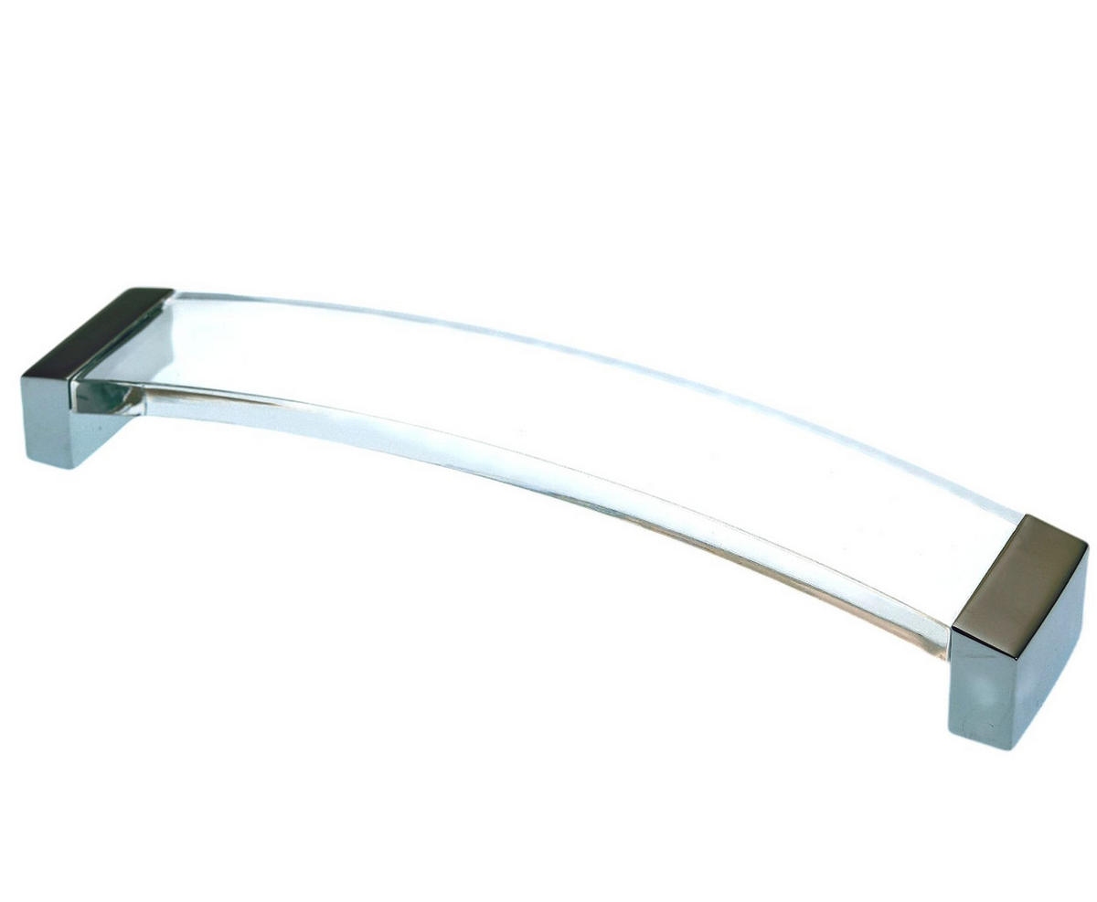 MÖBELGRIFF BA 160mm Küchengriff Acrylglas & Chrom glänzend Schrankgriff modern - Chromfarben, Metall (3.2/2.8/17cm)