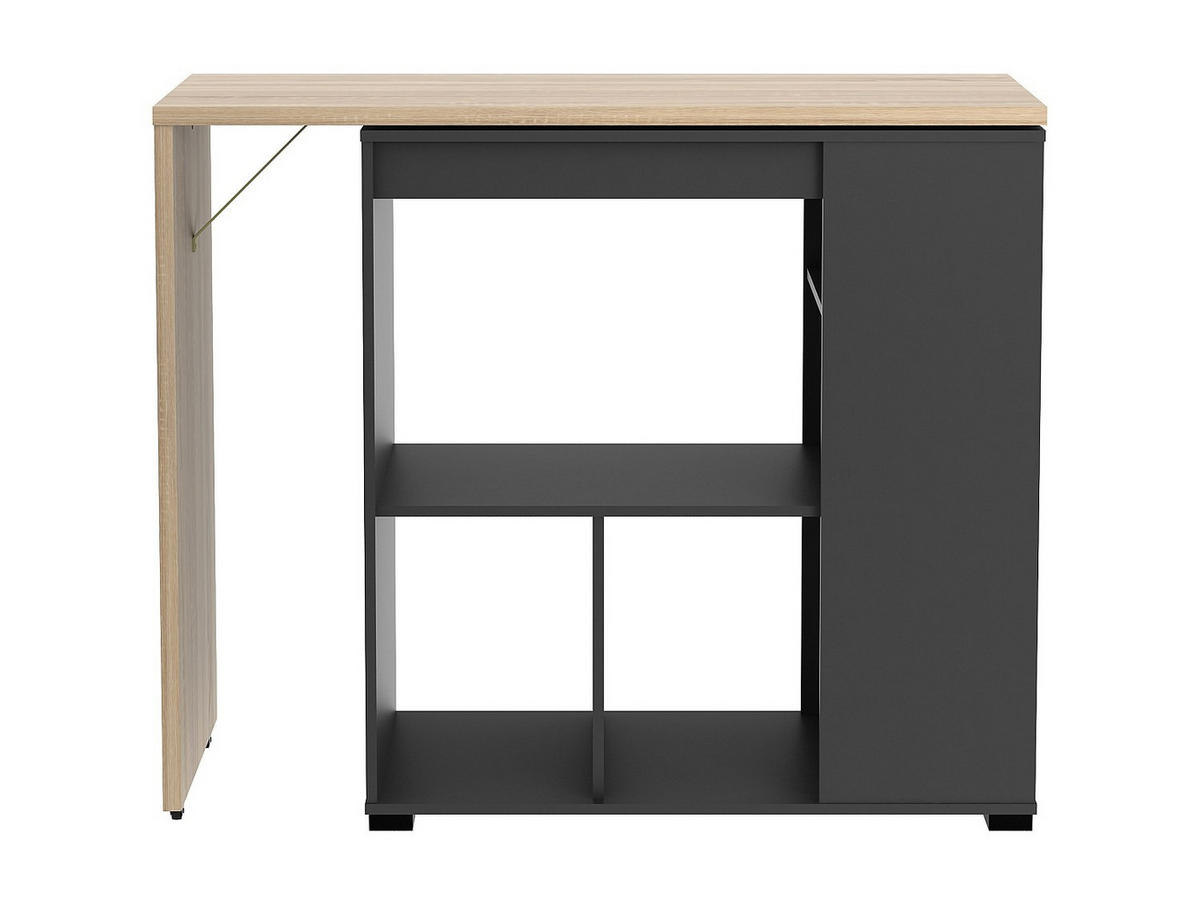 BARTISCH drehbar mit Stauraum - Holzfarben & Anthrazit - SATURNE - Anthrazit, Holz (172/100/39.6cm) - Vente-Unique