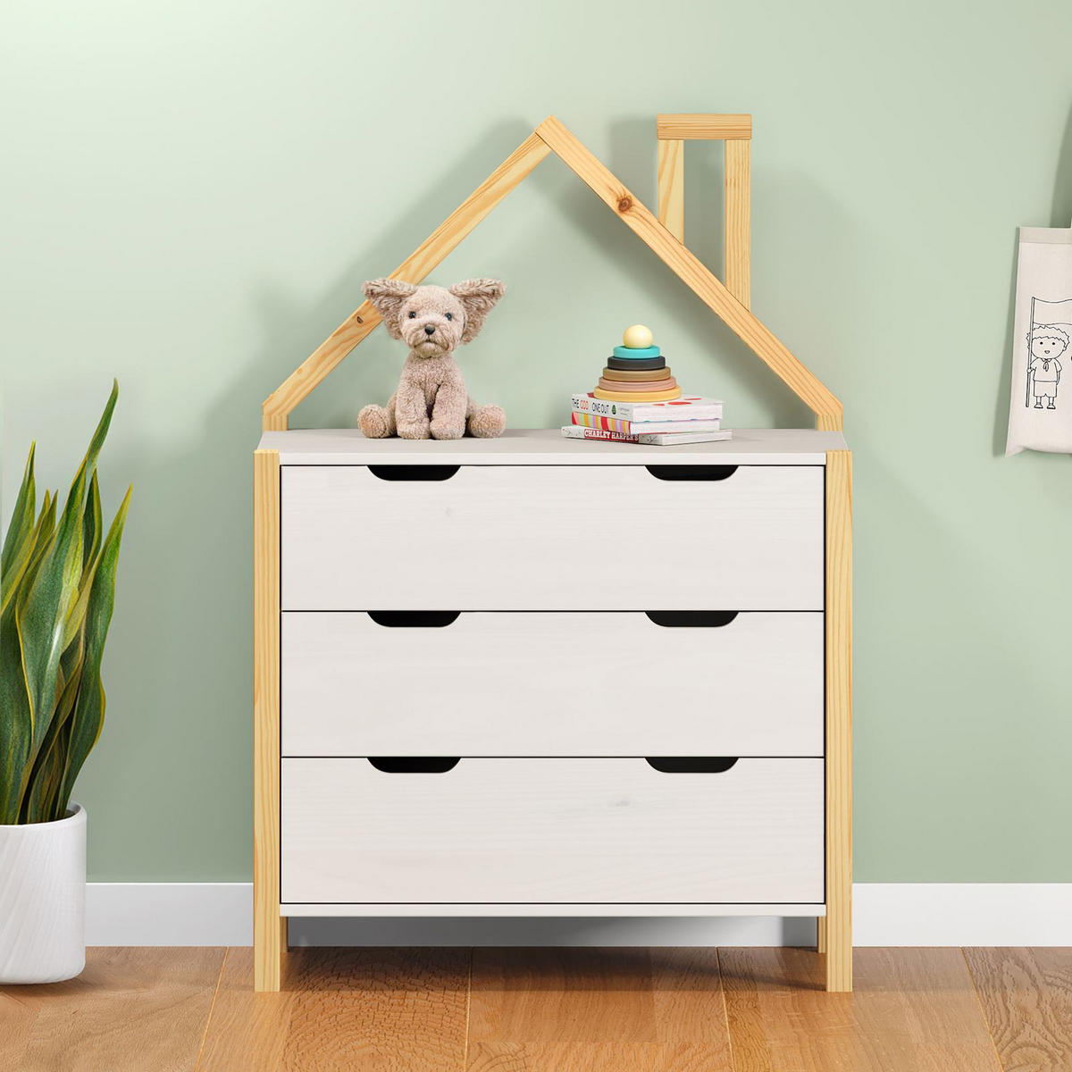 KOMMODE ELANO natur/weiß - Naturfarben/Weiß, Holz (83/120/41cm) - IDIMEX