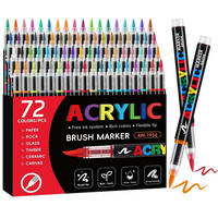 ACRYLSTIFTE Set 72 Farben Pinselspitze 1-5mm - Multicolor, Kunststoff (10/5/15cm)