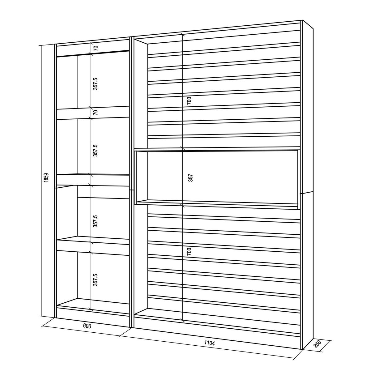 REGAL Elektrokamin, eiche, schwarz, 170/25/186cm - Eichefarben/Schwarz, Holzwerkstoff (170/186/25cm) - Skraut Home