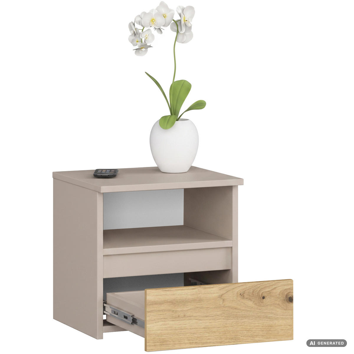 NACHTTISCH CL1 Kaschmir 40 cm 1 Schublade Front Artisan-Eiche matt 1 Einlegeboden B40xH40xT35 cm - Beige/Braun, Holzwerkstoff (40/40/35cm) - Akord