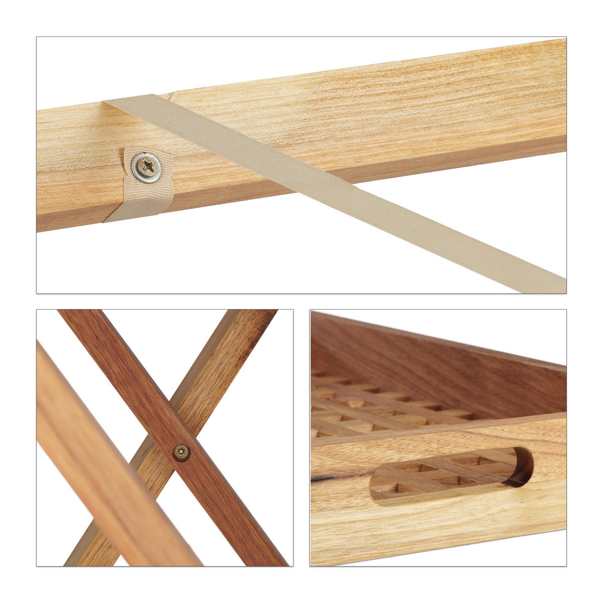 TABLETTTISCH - Hellbraun, Holz (52/36/54cm) - Relaxdays