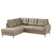 ECKSOFA mit Ottomane - Webstoff - Hellbraun/Cappuccino, Textil (230/200cm) - home24