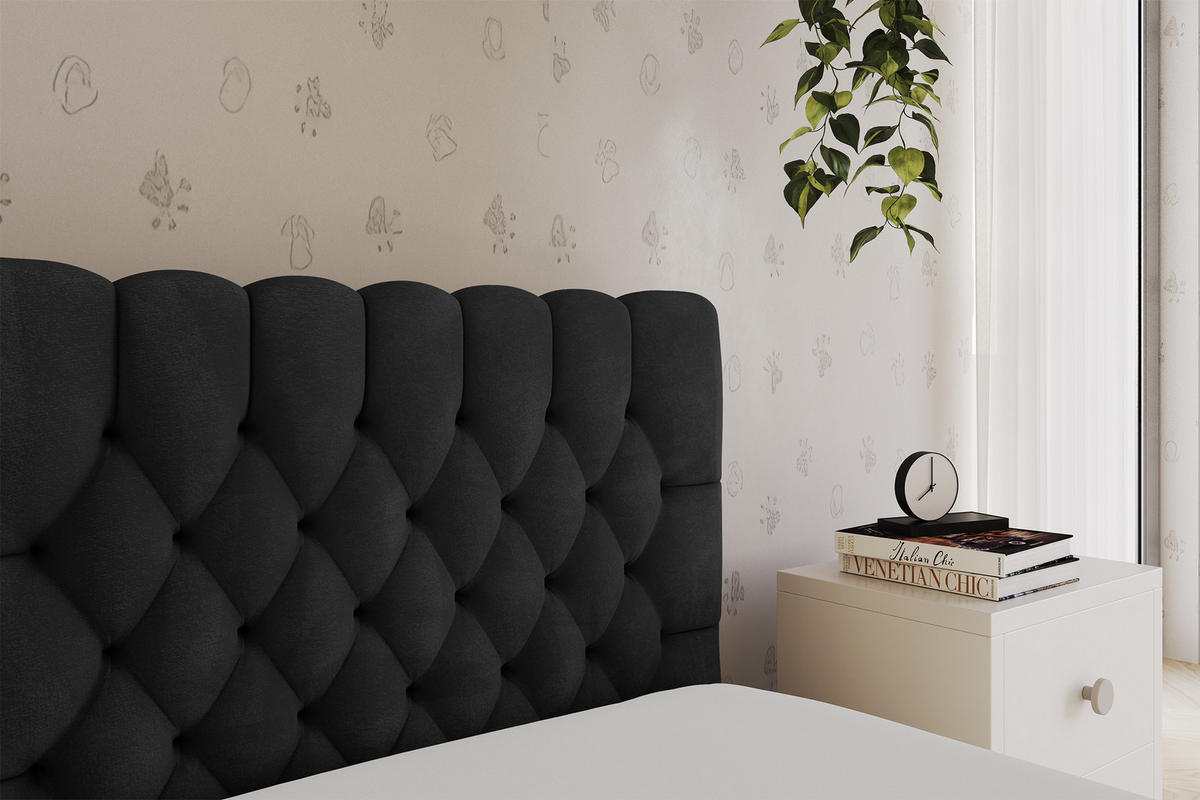 EINZELLBETT Jugendbett mit Bettkasten, Links - MULY 90x200 Schwarz - Schwarz, Holzwerkstoff/Textil (90/200cm) - ALTDECOR