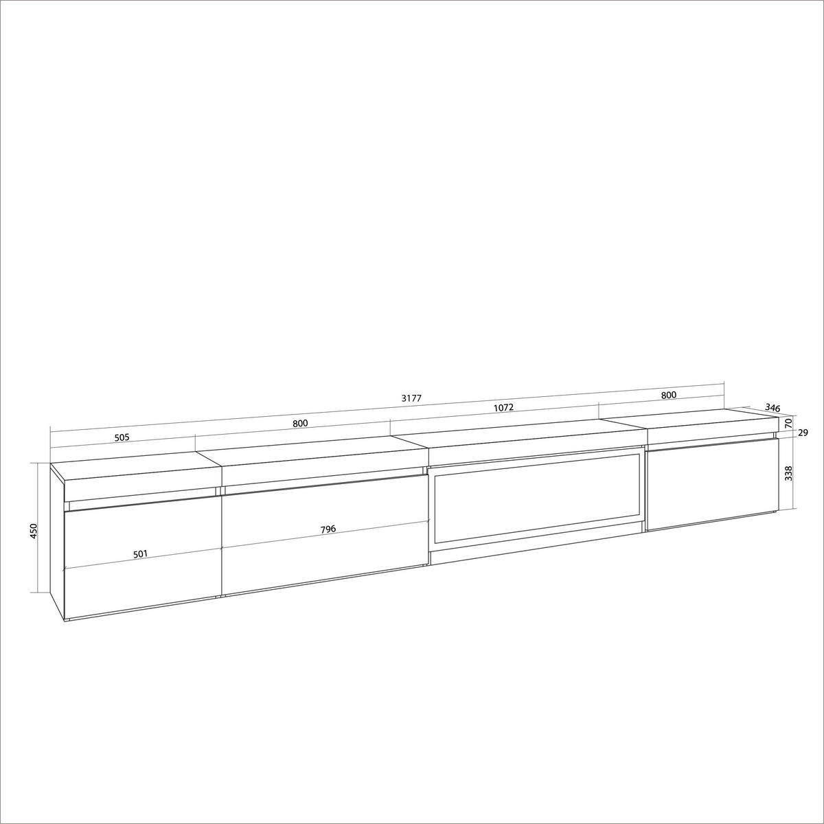 TV-SCHRANK Elektrokamin XXL, schwarz, 317/35/45cm - Schwarz, Holzwerkstoff (317/45/35cm) - Skraut Home