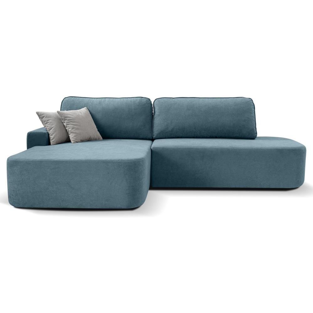 ECKSCHLAFSOFA Gavi blau velours links - Blau, Textil (269/171cm) - Beautysofa