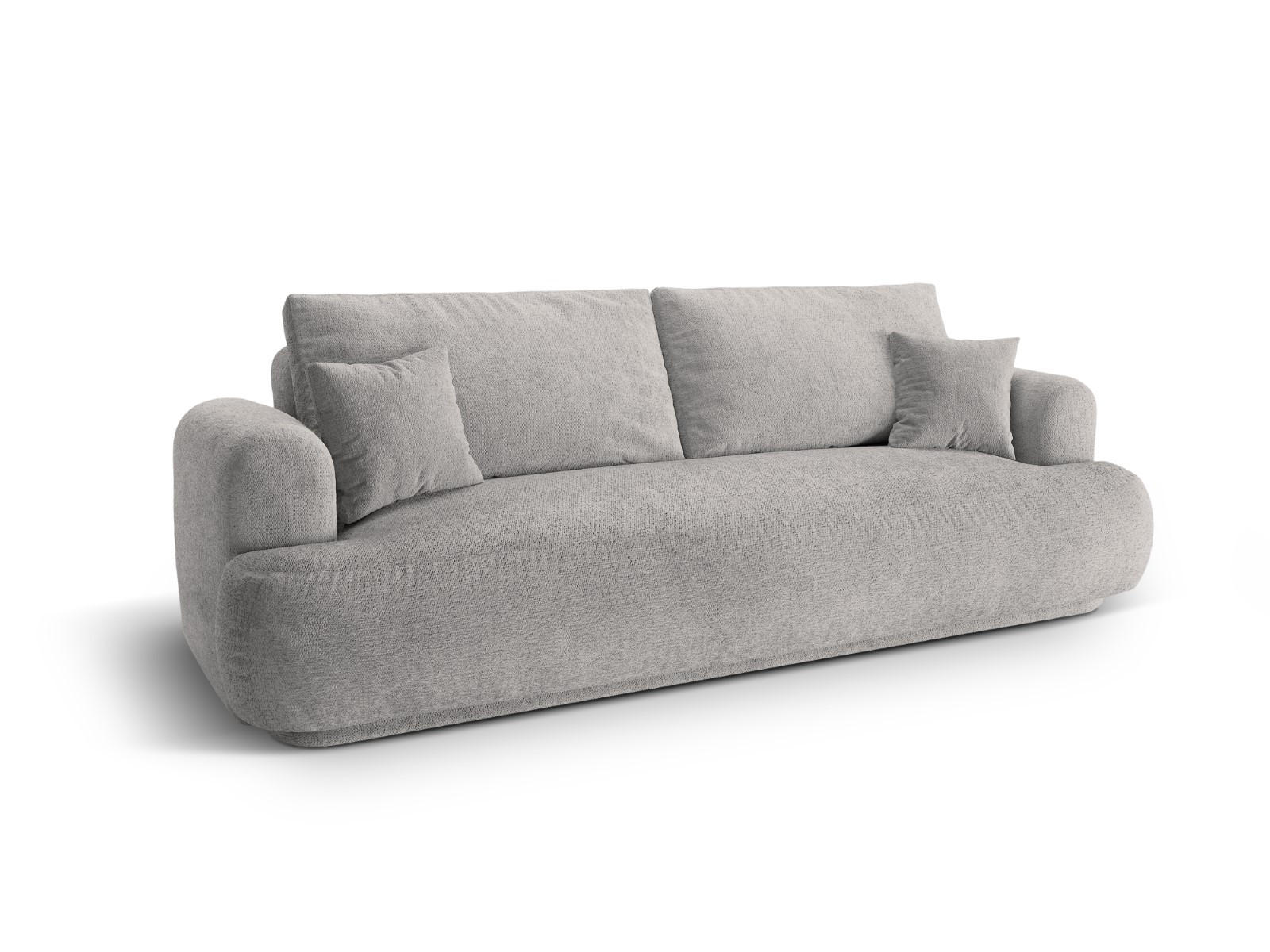 SOFA ausklappbar mit Bettkasten Ella aus strukturiertem Stoff dunkelbeige 3 Sitzplätze - Mokka, Textil (108/94/271cm) - Micadoni