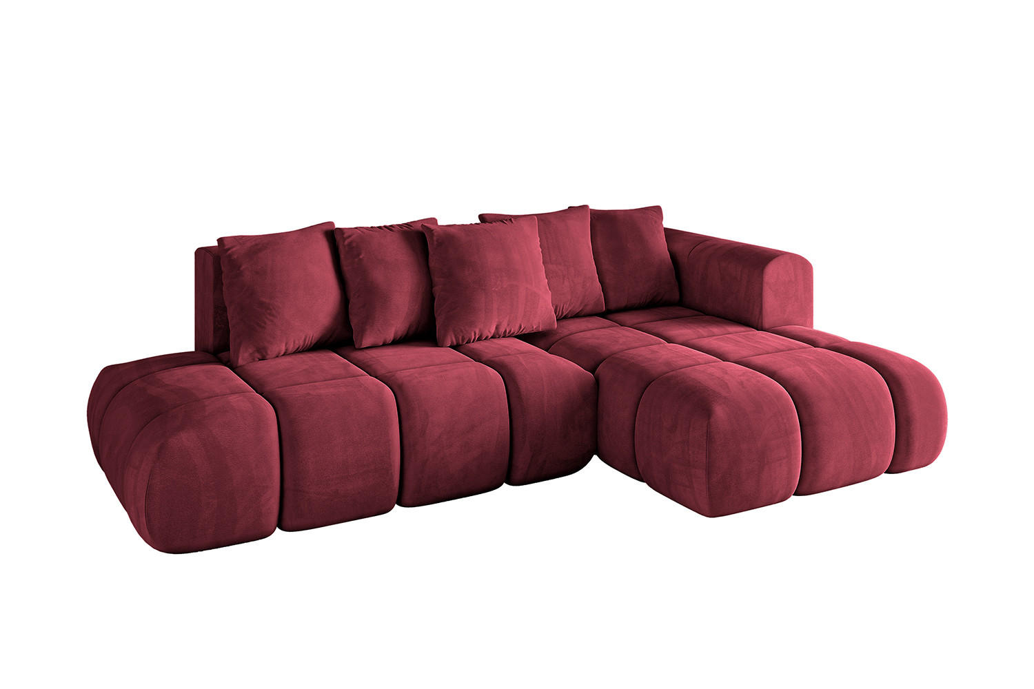 ECKSOFA Ottomane Rechts CLOUD-L-v1 289x180x40 Bordeaux Velours - Bordeaux, Holzwerkstoff/Kunststoff (289/180cm) - ALTDECOR
