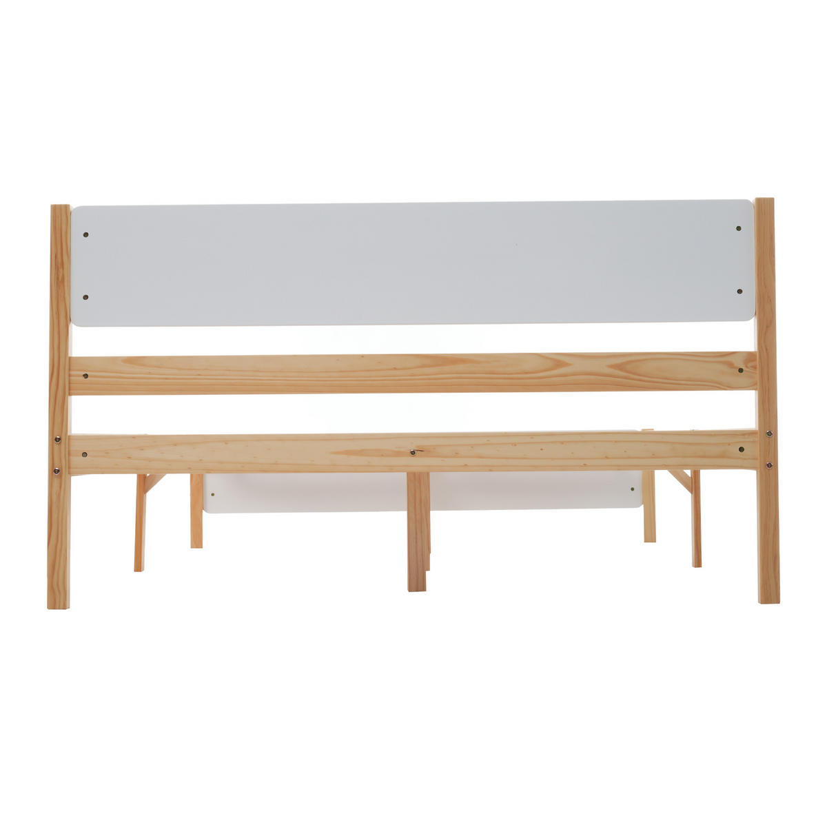RAHMENBETT Doppelbett 140/200 cm Weiß + Natur Kiefernholzrahmen mit Mittelfuß - Naturfarben, Holz (140/200cm) - OKWISH