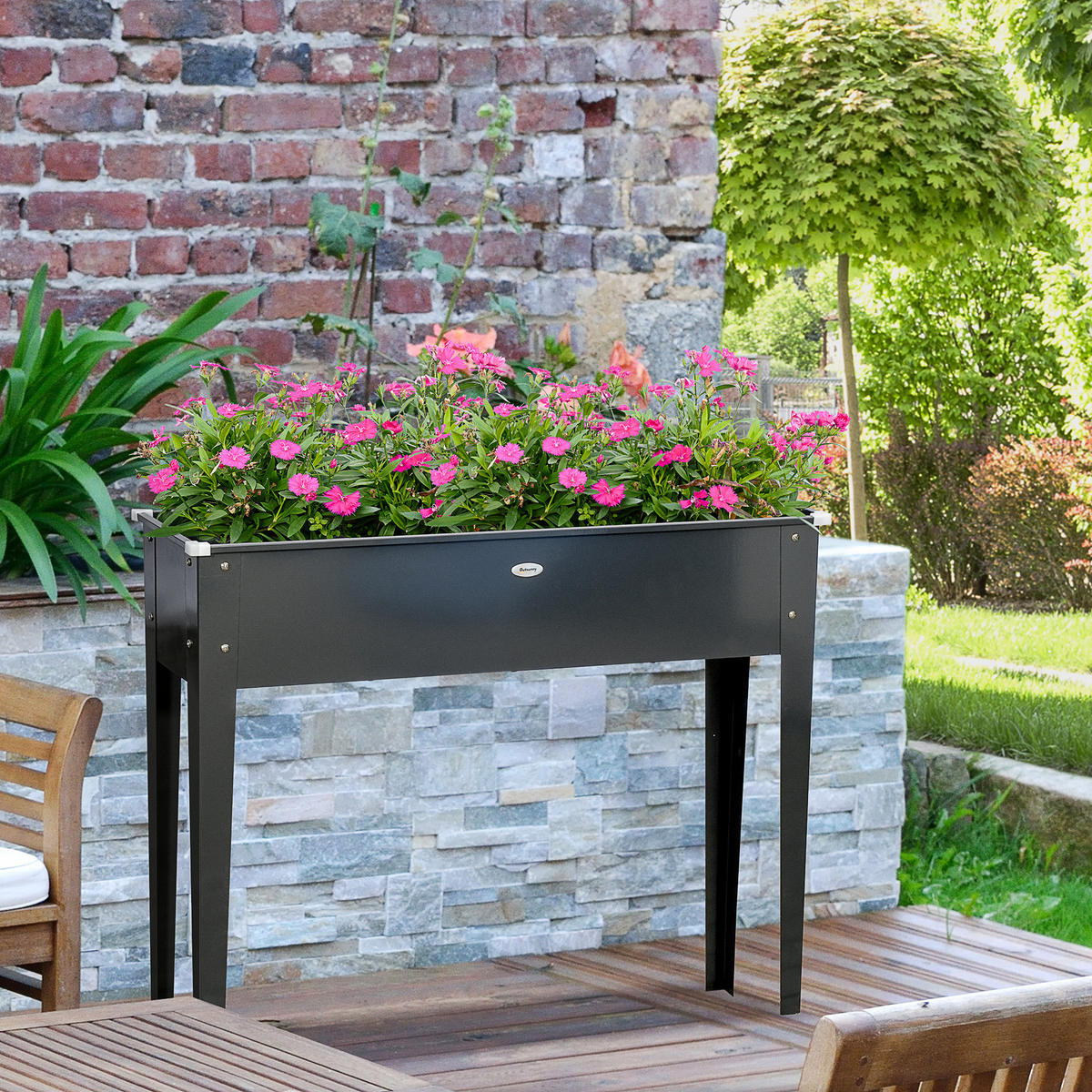 HOCHBEET DE-15979 mit Abflussloch Schwarz - Schwarz, Metall (100/80/30cm) - ComfortXL