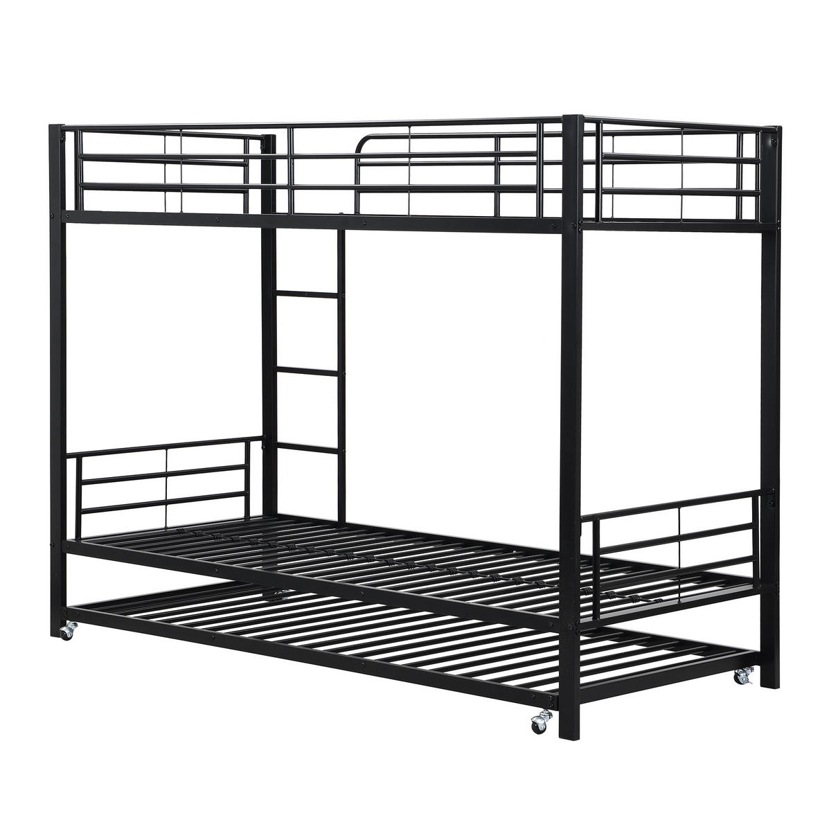 ETAGENBETT 90/200 cm und 90/190 cm schwarz aus Metall mit Ausziehbett - Schwarz, Metall (90/190cm) - OKWISH