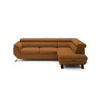ECKSOFA Raven L mit Schlaffunktion und Bettkasten, Freistehend, Polstersofa mit Verstellbaren Kopfstützen, 257x198x96 cm – Rechte, Braun - Braun, Holz/Textil (256/198cm) - DomoHome