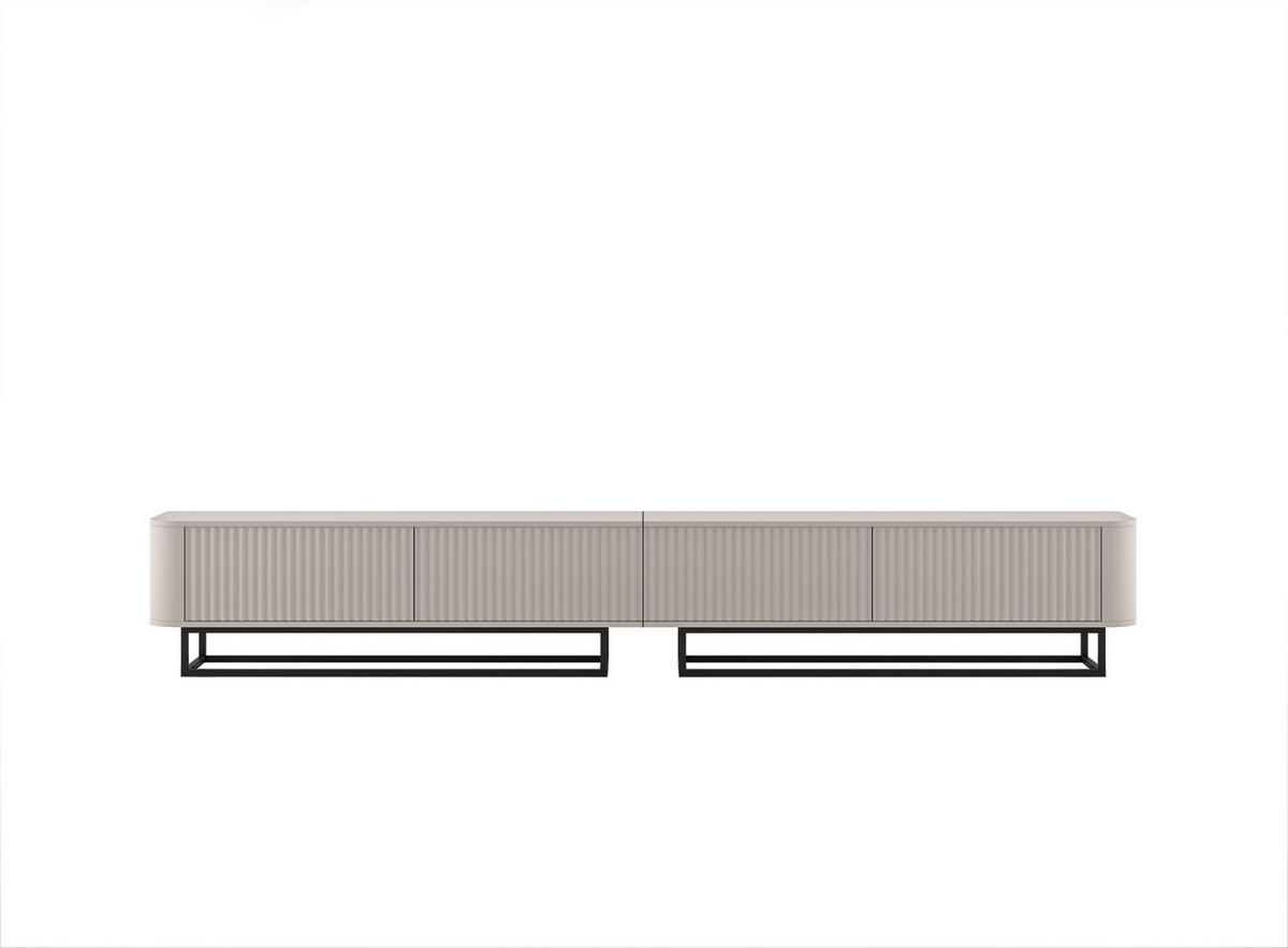 TV omarica Aurora, komplet 2 kosov s kovinskim okvirjem, mat kašmir, 280 cm - kašmir/črna, kovina/leseni material (280/44/35cm) - Meble Lindner