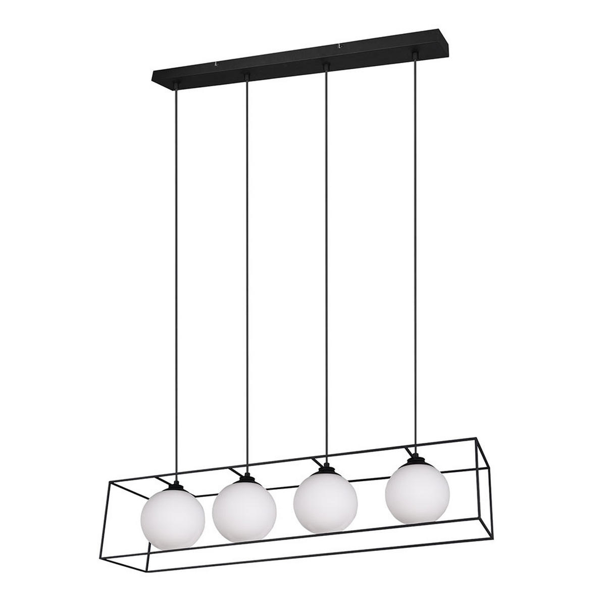 HÄNGELEUCHTE Metall Glas schwarz 4-flammig - Schwarz, Glas (100/20/150cm)