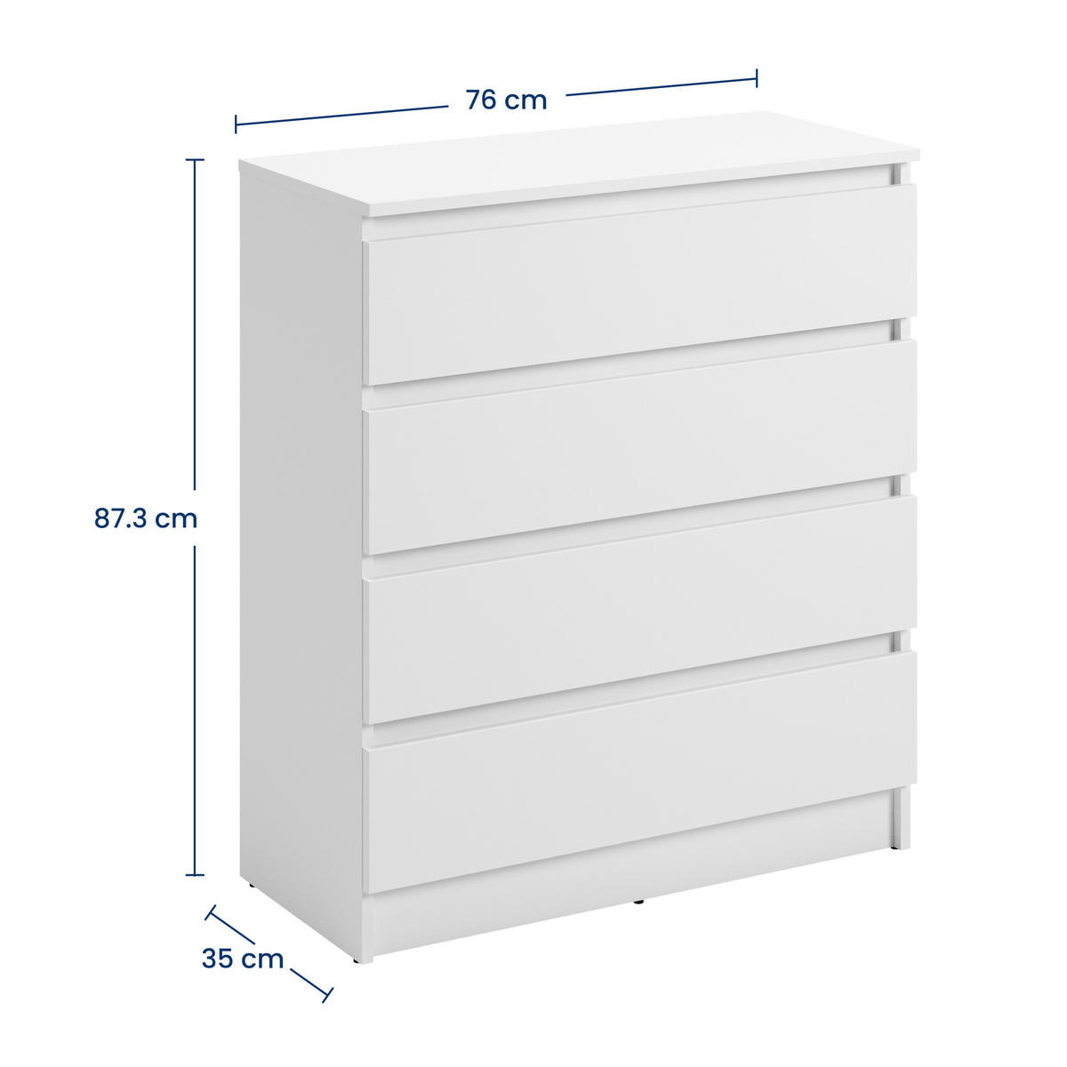 KOMMODE in 76 cm Breite in Weiß - Weiß, Holzwerkstoff (76/87/35cm) - Home Collective