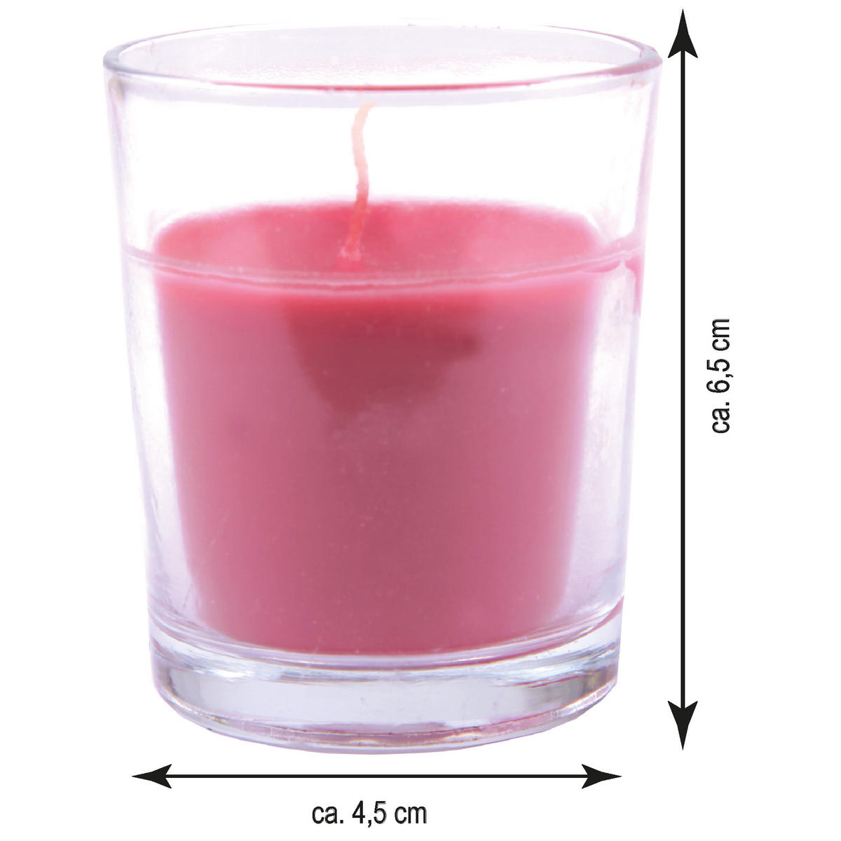 DUFTKERZEN im Glas "Classic" 3er Pack Wilde Rose - Hellrot, Naturmaterialien (4.5/6.5cm)