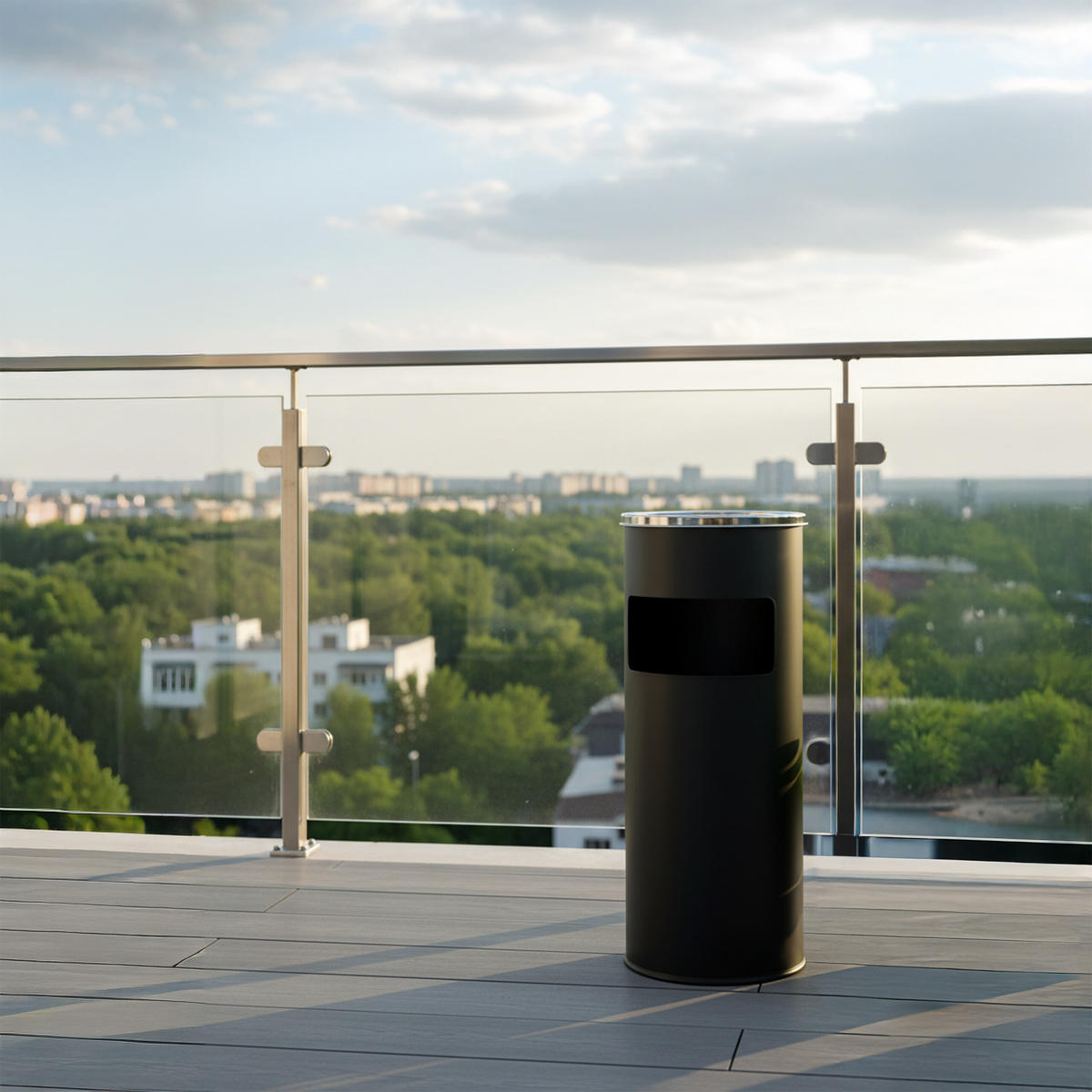 STANDASCHENBECHER - Schwarz, Metall (60.5cm) - Relaxdays