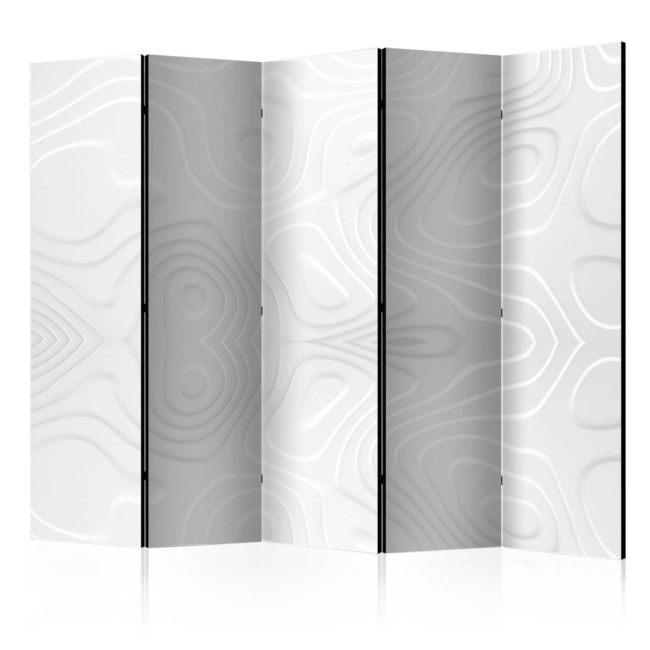 PARAVÁN Akustický 5-Dielny 225x172 cm Biele Vlny - biela, drevo/textil (225/172/3cm) - Muralo