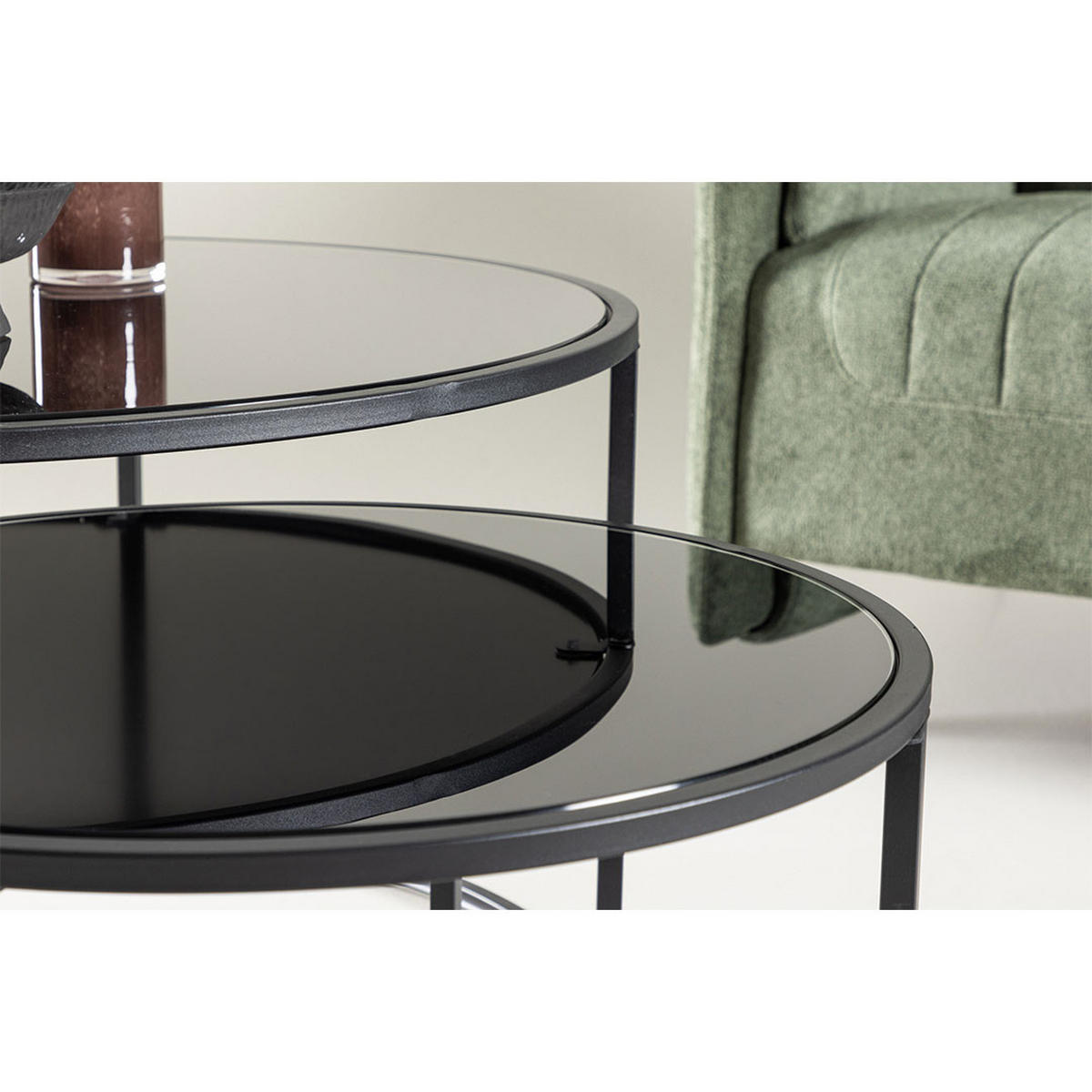 COUCHTISCH 2-Tlg., Twin, Schwarz, Metall, 80 x 80 x 44 cm - Schwarz, Metall (80/80/44cm) - ebuy24