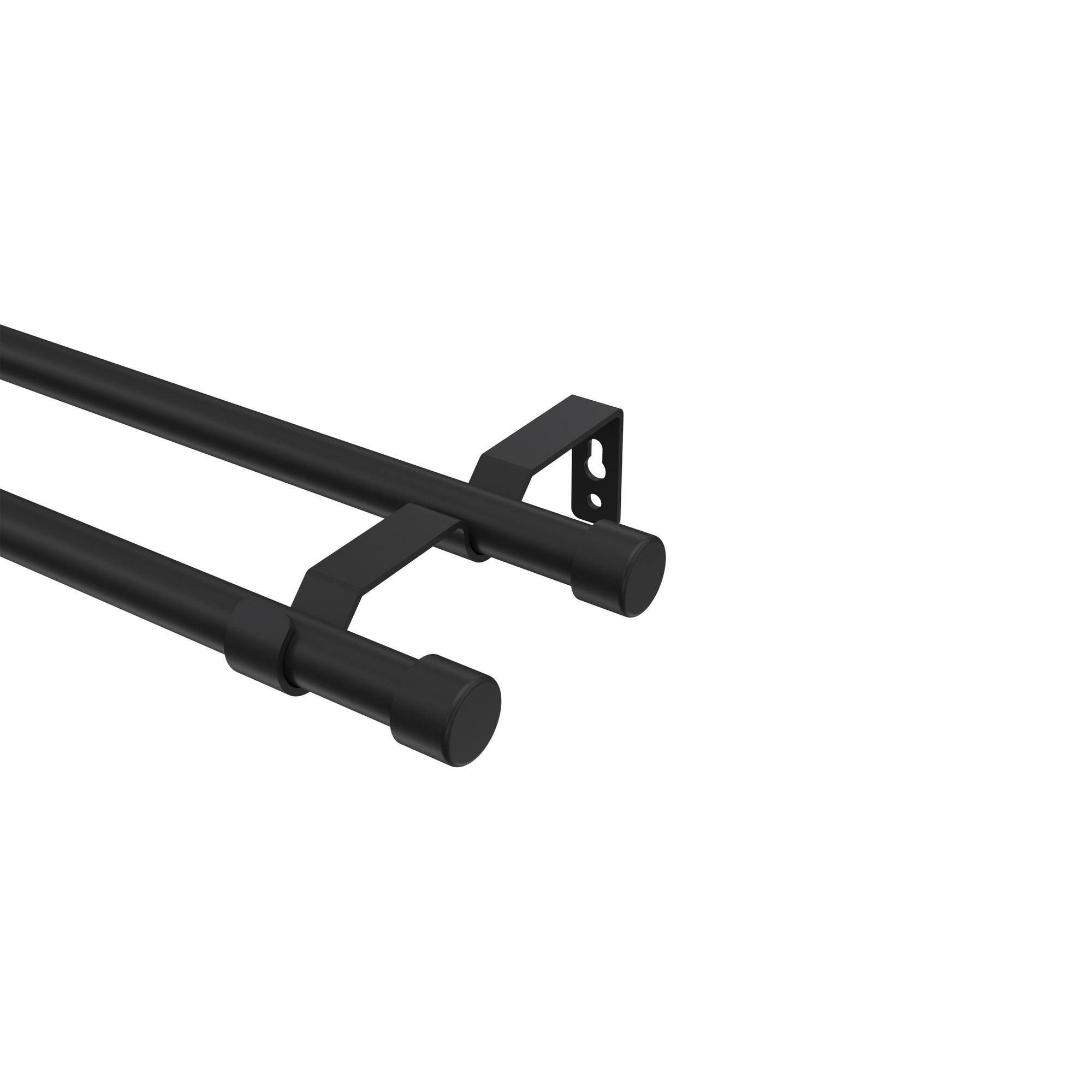 GARDINENSTANGE Olymp Lucan 600 cm (geteilt in 3 x 200 cm), 2-läufig (ohne Ringe), 16 mm Ø Schwarz - Schwarz, Metall (600cm) - INTERDECO