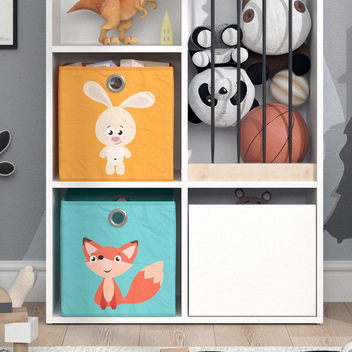 KINDERREGAL Luigi Weiß 72 x 107.8 cm mit 2 Faltboxen opt.1 - Weiß, Holzwerkstoff (29.2/107.8/72cm) - Vicco